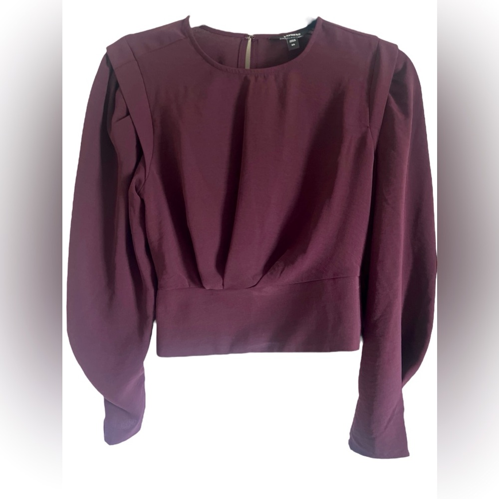 #42- Express Purple Long-Sleeve Puff Shoulder Blouse - Size XS
